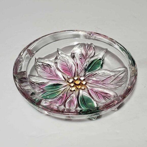 Savoir Vivre Glass Poinsettia Candy Dish or Trinket - Picture 1 of 6